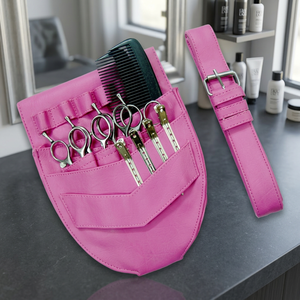 Estuche para herramientas de peluquería rosa con tijeras, peines y funda para tijeras de corte, bolsa de cintura para set de herramientas de barbero - Product Image 4