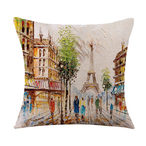 Funda de almohada con estampado de amantes del Big Ben de París, paisaje de ciudad, pintura al óleo, cojines para sala de estar, sofá - Product Image 3