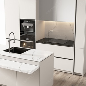 Cuisine américaine style îlot, blanche, finition brillante, fabrication d'armoires avec accessoires de cuisine, <span class=keywords><strong>Rick</strong></span> Owens - Product Image 3
