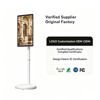 Layar Sentuh Interaktif LCD LED Android 21,5 Inci Full HD 1080p dengan Dudukan Baterai 5H/9H, TV Pintar Portabel Nirkabel