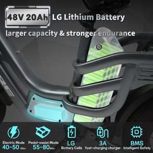 Bicicleta Eléctrica Libra de 750W, 48V, 20Ah, con Batería de Litio, 7 Velocidades, Doble Suspensión, Frenos de Disco Mecánicos, Motor Trasero Electrónico de Alta Velocidad y Larga Duración - Product Image 5