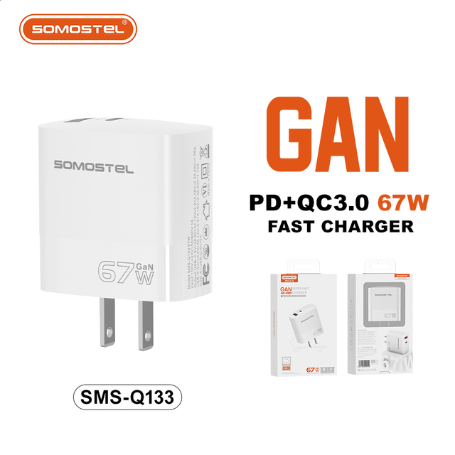 SOMOSTEL Q133 PD&QC3.0 35W USB-A USB-C FAST Charging Charger ADAPTER Plug with GAN Material Cargadores Para Celular Carga Rapida