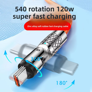Câble de charge rapide 3A rotatif de type C en PVC à vente chaude, rotation à 540°, charge efficace, pas bloqué, 2m/1.5m/1m - Product Image 5