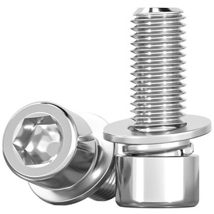 201 Stainless Steel Hex <b>Socket</b> Head <b>Screws</b> M4 M5 M6 M8 With Spring Washer Industrial Grade DIN912 Fastener Connection - Product Image 1
