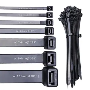 Fscat 3.6*200mm Self-locking Nylon 66 Cable Ties Black UV-resistant Nylon Plastic Zip Ties Cable Ties