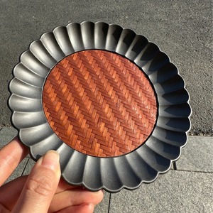 Alloy Bamboo Woven Teapot <b>Tray</b> 16cm Diameter Durable Table Decoration For Family Reunions Party - Product Image 3