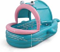 Piscine gonflable pour enfants avec auvent solaire, motif poisson à grande bouche, pour la maison, le jardin, les jeux aquatiques en famille