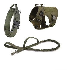 Ensemble de laisse de collier réglable pour animaux de compagnie, gilet d'entraînement de <span class=keywords><strong>berger</strong></span>, harnais tactique pour chien avec tissu en nylon pour la marche - Product Image 2
