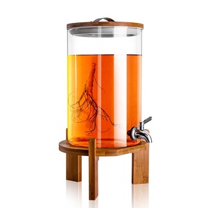 Dispenser per Bevande e Birra in Vetro Borosilicato Trasparente Stile Americano <span class=keywords><strong>3L</strong></span>+ Soffiato a Mano, Barile per Vino - Product Image 5
