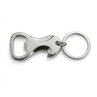 Porte-clés décapsuleur en acier inoxydable massif nickelé lisse personnalisé OEM pour cadeaux promotionnels de marques de boissons