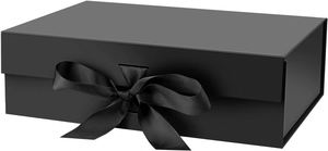 Gift <b>Box</b> with Lid <b>for</b> <b>Presents</b> 10.5x7.5x3.1 Inches with Ribbon and Magnetic Closure(1-Pack) (Black) - Product Image 3
