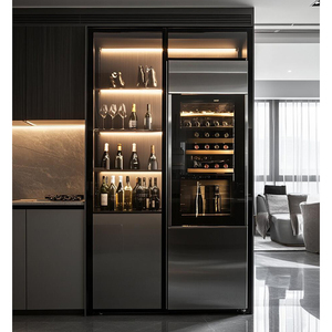 Modern Luxury Stainless Steel Wine Cabinet Bar Large Display Built in Cooler <b>Fridge</b> 2503192 Built in Wine Cooler Wine Display - Product Image 3