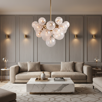 Suspension moléculaire moderne Jingshi Lighting en or, avec globes en verre givré effet craquelé, élégante décoration pour salle à manger