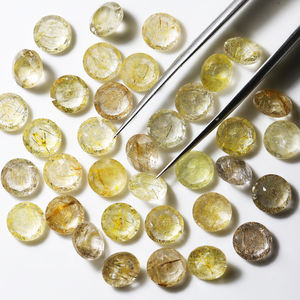 En gros 7mm Naturel Rutile Titane Quartz Cabochon Rond Cristal <span class=keywords><strong>Clair</strong></span> Abondant Rutile <span class=keywords><strong>Doré</strong></span> Pierres Précieuses En Vrac pour Incrustation - Product Image 3