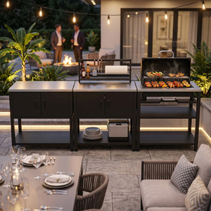 Outdoor Barbecue Mobile Kitchen Stainless Steel Grill Multi-Functional Villa Courtyard Assembled BBQ Table Cabinet - Product Image 1