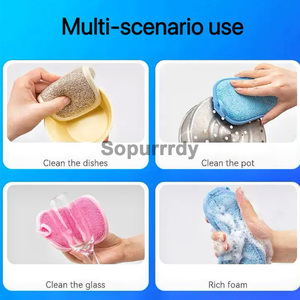 Lot de 5 <span class=keywords><strong>éponge</strong></span>s à vaisselle personnalisées avec logo, <span class=keywords><strong>éponge</strong></span>s de nettoyage multi-usages pour la cuisine, <span class=keywords><strong>éponge</strong></span>s en <span class=keywords><strong>microfibre</strong></span> non rayantes pour le nettoyage domestique de la vaisselle - Product Image 5