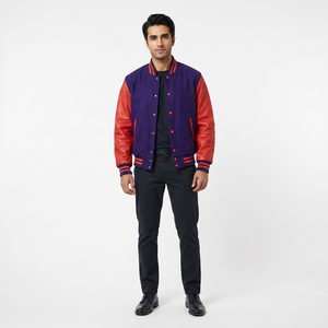 Chaqueta Universitaria Letterman Auténtica, Mezcla Premium de Poliéster/Algodón, Transpirable, Diseño Bordado, Imprescindible para el Invierno Masculino - Product Image 1