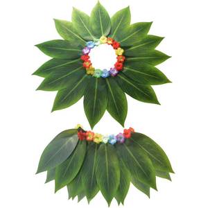 Disfraz de Danza Hawaiana Hula con Vestido de Hojas y Sombreros para Niñas, Disfraz de Halloween, Fiesta en la Playa, Poliéster - Product Image 4