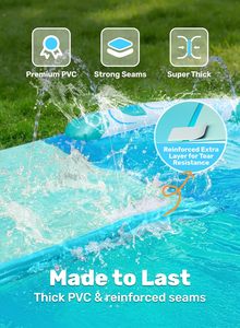 Toboggan aquatique double piste turquoise avec arroseur et 2 planches de surf pour enfants – Course en plein air dans le jardin - Product Image 4