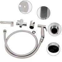 Ensemble de pulvérisateur de bidet mural à main en acier inoxydable chromé avec support en plastique pour robinet de bidet d'eau de salle de bain pour toilettes