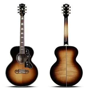 Penjualan terlaris gitar Gabriel 38 inci GR-72 gitar matahari terbenam Sitka cemara dengan membakar gitar akustik Maple