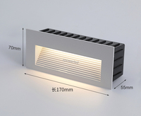 Lumière LED rectangulaire en aluminium blanc chaud 6W pour marches d'escalier et murs, 24V 110V 220V