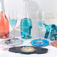 Plateau porte-bouteille et porte-verre en résine époxy