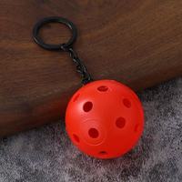 Porte-clés multi-couleurs perforé en caoutchouc, motif balle de pickleball, thème sportif, breloque de sac, mini pendentif pour sac à main et sac à dos – Vente flash