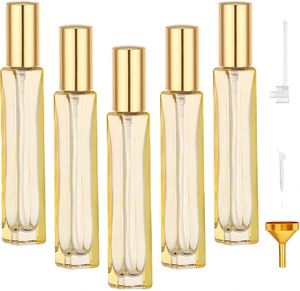 New Design 3ml-10ml <b>Spray</b> Glass <b>Perfume</b> <b>Bottle</b> Atomizer Gold Transparent Square Portable Refillable Screw Cap - Product Image 1