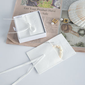 8*8 CM <b>White</b> Luxury New Customized Beautiful Package Bags <b>Envelope</b> Microfiber Jewelry Pouch With Rope for Girls Women - Product Image 6