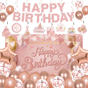 Decoración de Fiesta de Cumpleaños en Oro Rosa con Cortinas con Flecos y Globos, Ideal para una Fiesta de Princesa para Niñas - Product Image 5