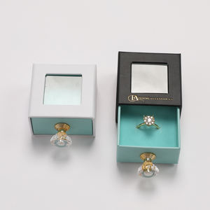 Cajas de Regalo Rectangulares Personalizadas con Ventana Transparente de PVC, Cajas de Papel con Cajón Deslizable y Asa de Piedra - Product Image 1