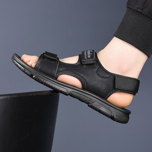 Fashion Sport Men's Flat <b>Sandals</b> Black Velcro Closure Youth Casual Beach Wear - Product Image 3