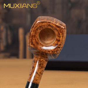 Muxiang Wooden Tobacco Pipe Bent Type Handmade Solid Briar Filter Men's Smoking Pipe - Product Image 4