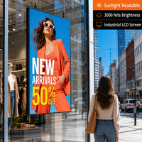Écran anti-reflet haute luminosité HD 3000 nits pour vitrine, lecteur publicitaire suspendu de 55 pouces pour l'éducation et la vente au détail
