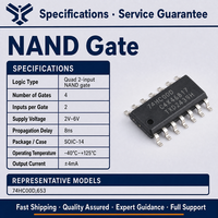 74HC00D 653 Port NAND quadruple à 2 entrées, circuit intégré logique numérique SOIC-14, CMOS haute vitesse et faible consommation, série 74HC, 2V à 6V, montage en surface