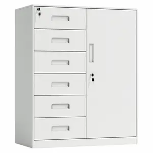 Shengwei swing door steel 6 drawers metal storage file cabinet with key lock support custom