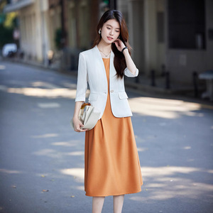 White Blazer For Women Solid Color Polyester Anti-Wrinkle Spring Summer Casual Professional Wear - Product Image 1