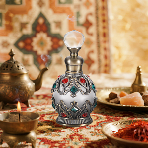 <span class=keywords><strong>Parfum</strong></span> arabe 15 ml, style ancien de Dubaï, flacons d'attar en alliage métallique unique avec compte-gouttes en verre - Product Image 2