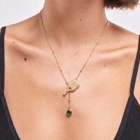 Collar Deportivo de Acero Inoxidable con Colgante de Raqueta de Tenis, Béisbol y Golf, con Circonitas, Joyería Moderna para Mujer