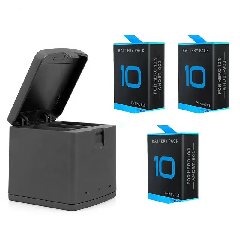Meilleur prix/GoPros Hero Cams charge rapide 3 canaux Ports chargeur de batterie boîtes de rangement pour GoPro Hero 9 10 11