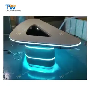 Customized TV Station live streaming studio table broadcast news console desk with LED lights