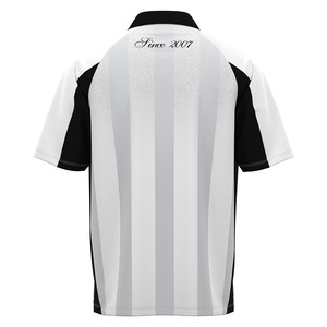 Maillot de sport rétro à rayures verticales noir-blanc HEALY, manches courtes, confortable, personnalisé, maillot de football pour hommes - Product Image 3
