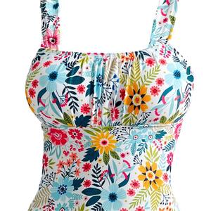 Traje de Baño de una Pieza de Gasa con Estampado Floral Estilo Pastoral Nuevo Estilo 2026 Bikini para Mujer para Vacaciones al Aire Libre - Product Image 5