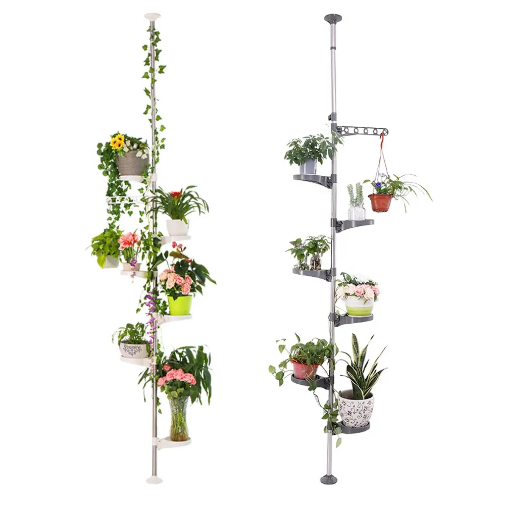 BAOYOUNI Balcony Telescopic Hanging Planting Rack Garden Flower Pot Corner Plant Shelf Indoor Decorate Display Stand Rack