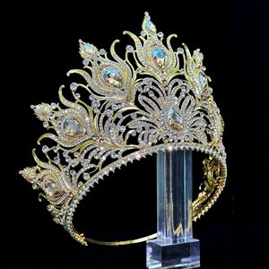Corona di Lusso in Cristallo con Strass, Tiara Rotonda Fatta a Mano, <span class=keywords><strong>Accessori</strong></span> <span class=keywords><strong>per</strong></span> <span class=keywords><strong>Capelli</strong></span> da <span class=keywords><strong>Sposa</strong></span> in Argento <span class=keywords><strong>per</strong></span> Matrimoni e Feste Quinceañera - Product Image 4