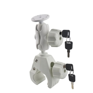 White Large Tough-Claw Pipe Mount With Key Locking Safety for Medical Chair or Scanner or Tablet PC - Product Image 1