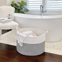 Panier de rangement en corde de coton tressé, pliable, pour linge, grands paniers avec poignées durables – Vente chaude