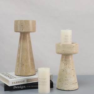 Portacandele in marmo-lusso Wabi-Sabi giallo onice geometrico, decorazione tavolino da pranzo per camera da letto, ornamento artistico per Showroom - Product Image 1