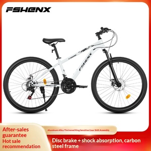 Vélo de montagne <span class=keywords><strong>24</strong></span>/26 <span class=keywords><strong>pouces</strong></span> à 27 vitesses avec fourche à suspension, freins à disque doubles, cadre en acier à haute teneur en carbone, vélo pour adultes et étudiants - Product Image 5
